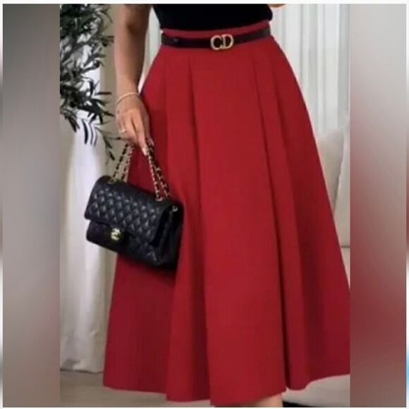 Nwt ZARA TAILORED VOLUMINOUS SKIRT RED - Picture 9 of 15